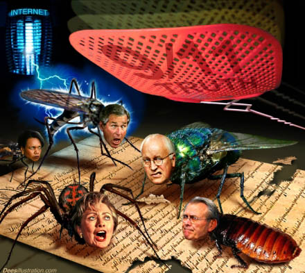 they believed their own shit, and were de-evolved to lowly insects